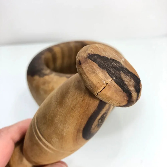 Wooden Hand Carved Mortar and Pestle Set - Picture 3 of 10